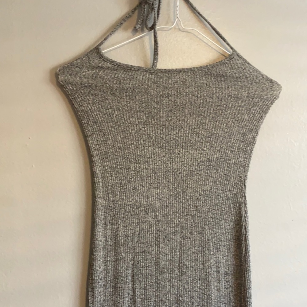 Cute Gray dress  open right leg.